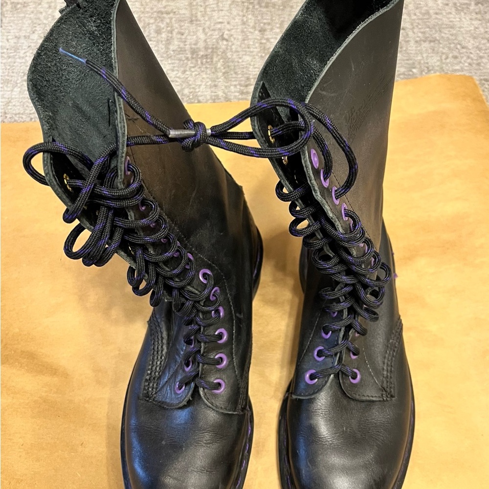 Dr. Martens Black Lace Up Boots with Purple Accents